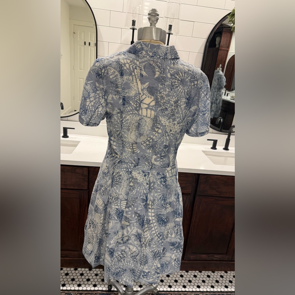 Tory Burch Short-Sleeve Textured Jacquard Shirtdress - Sz 12 (Fits like 8-10) - Picture 8 of 15